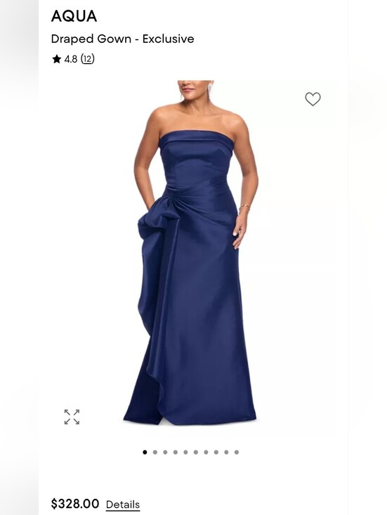 Aqua Dresses & Skirts - Aqua Strapless Navy Satin Gown with Side Bow Detail
